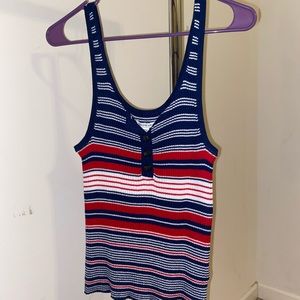 Button tank navy red white XL NWT
